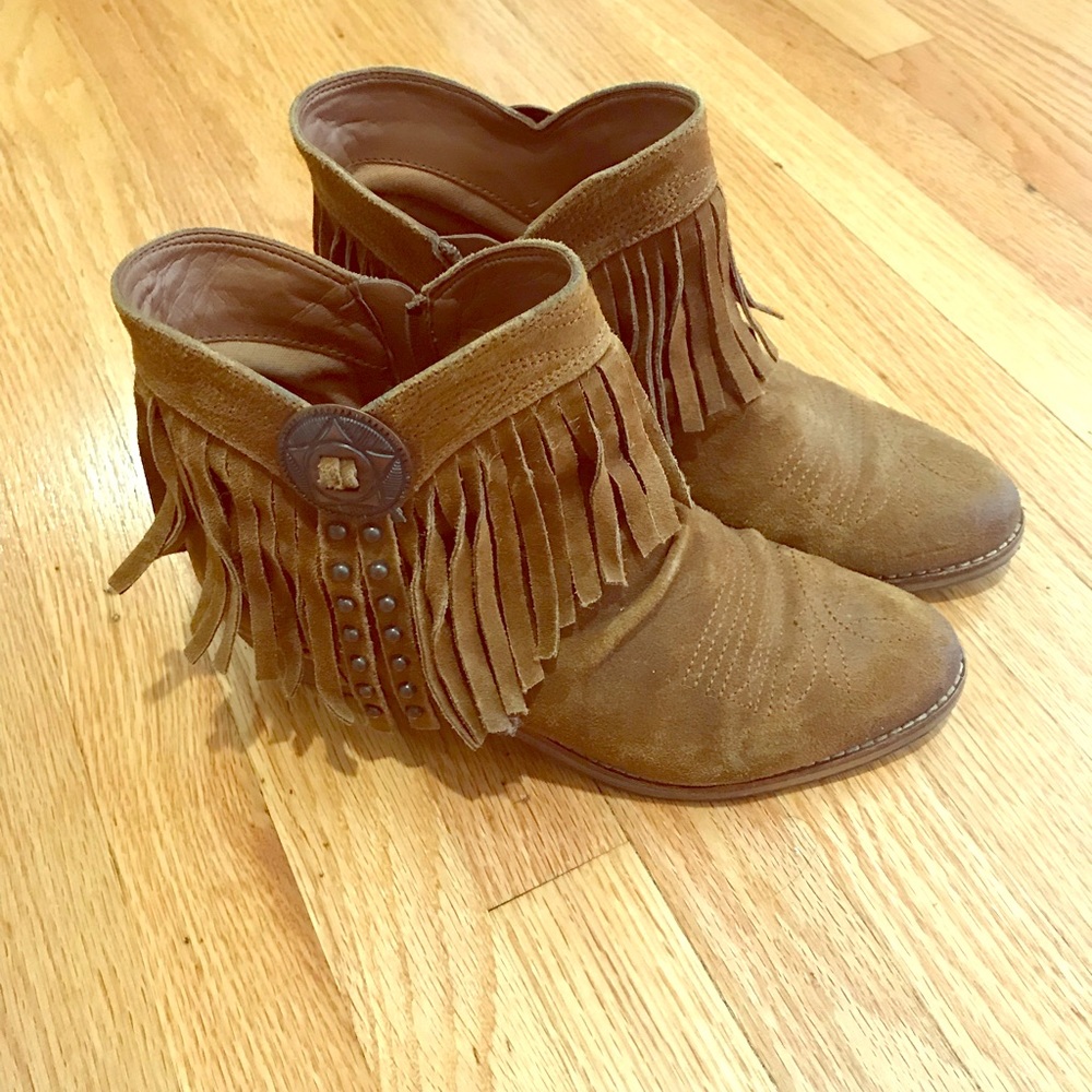 Sam Edelman Brown Fringe Booties